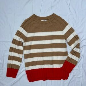 Next Women's Brown and Red Striped Sweater